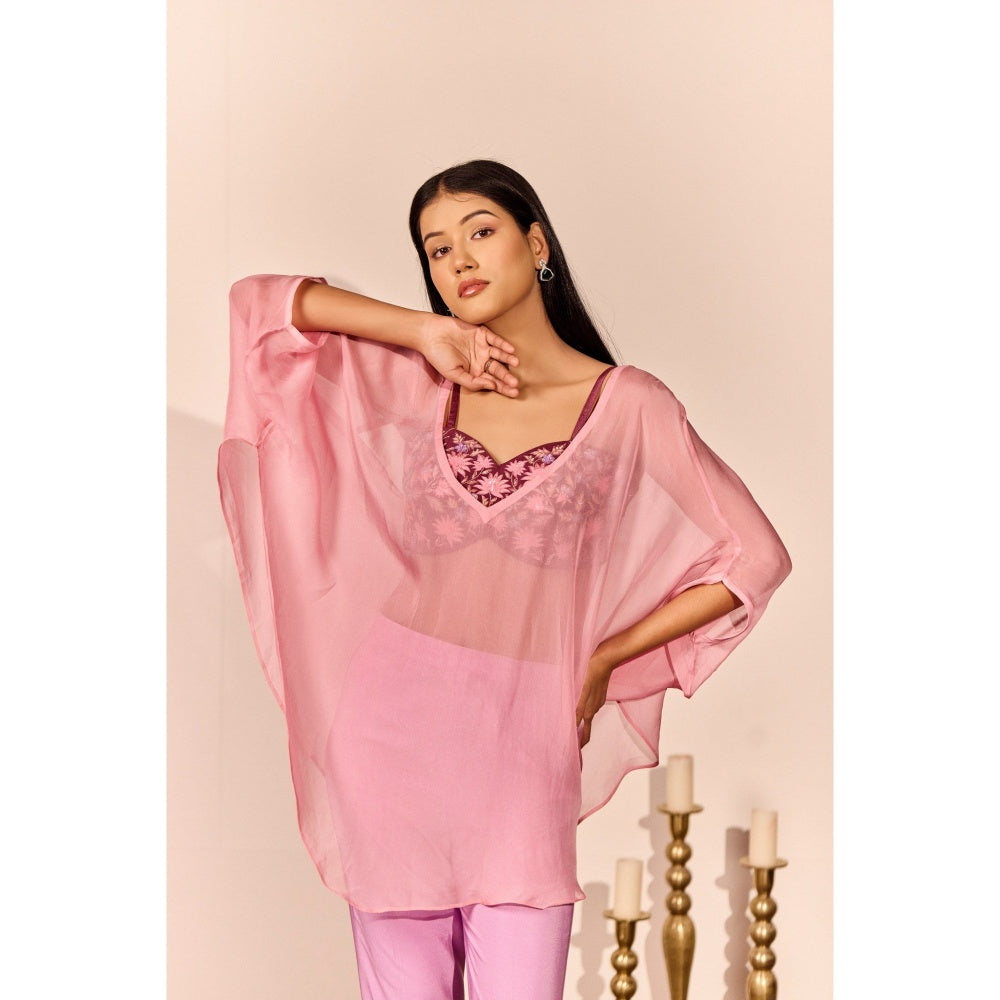 NAVA AURA Pink Elysiana Bustier with Top and Pant