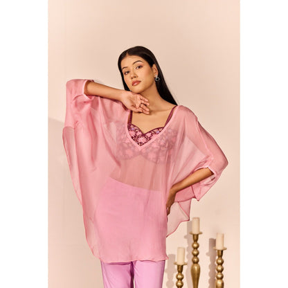 NAVA AURA Pink Elysiana Bustier with Top and Pant