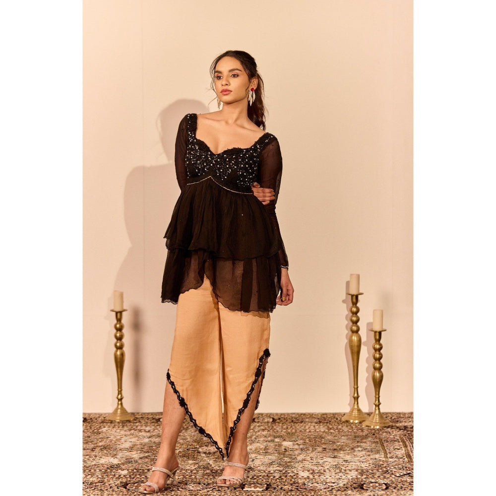 NAVA AURA Black Opulent Top with Pant