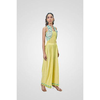 NAVA AURA Yellow Playful Panache Corset Top with Pant and Jacket
