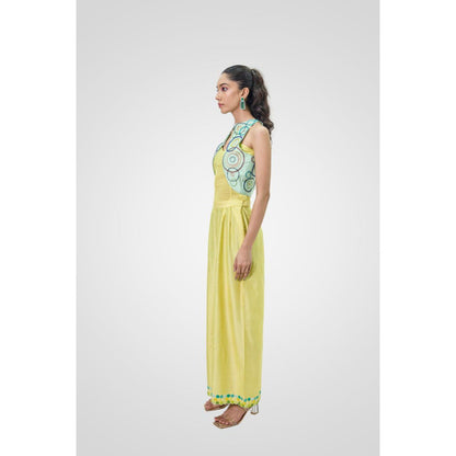 NAVA AURA Yellow Playful Panache Corset Top with Pant and Jacket