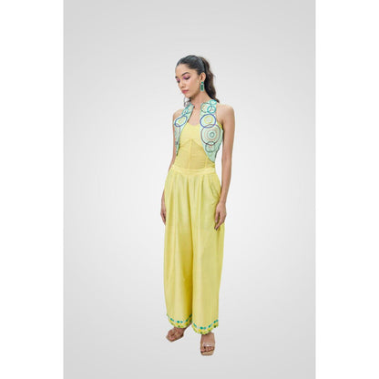 NAVA AURA Yellow Playful Panache Corset Top with Pant and Jacket