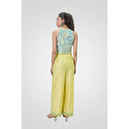 NAVA AURA Yellow Playful Panache Corset Top with Pant and Jacket