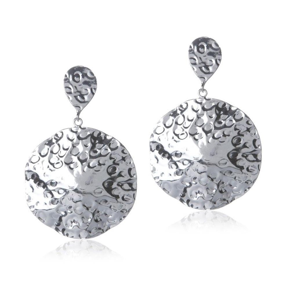 Valliyan Beaten Metal Earrings Round