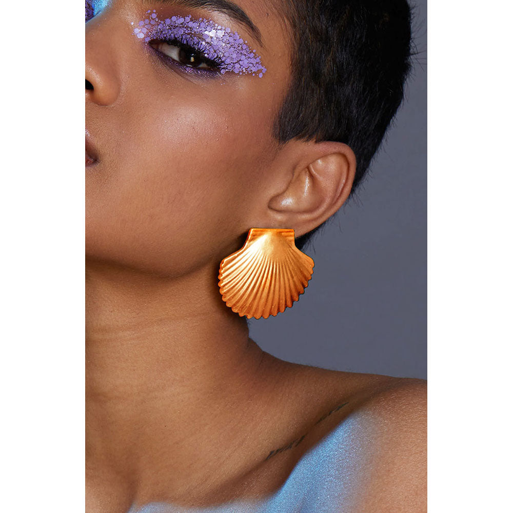 Valliyan Orange Tops Shell Earring