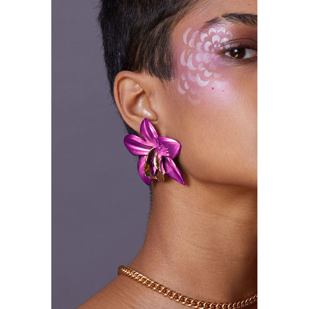 Valliyan Purple Tops Orchid Earring