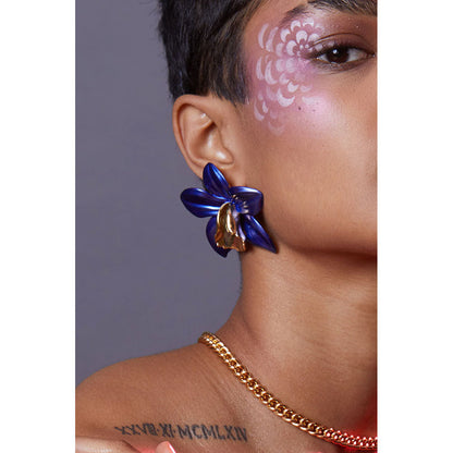 Valliyan Royal Blue Tops Orchid Earring