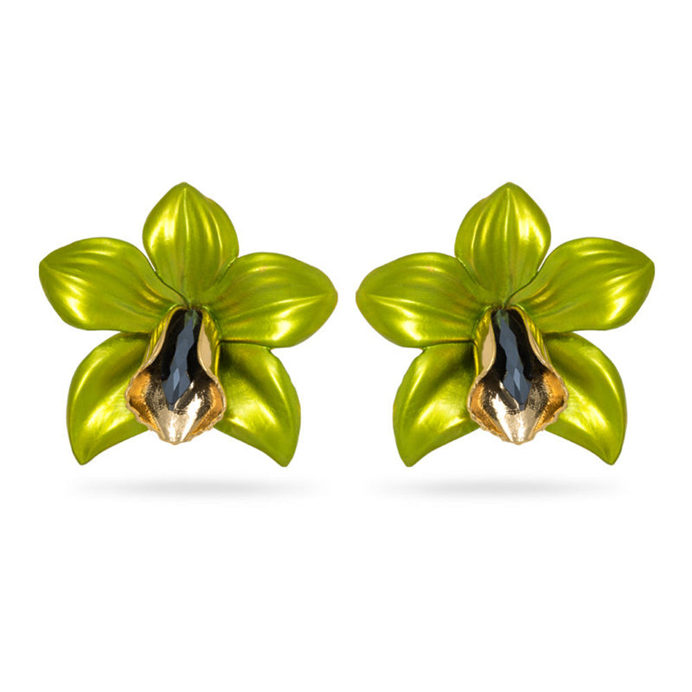 Valliyan Lime Green Tops Orchid Earring