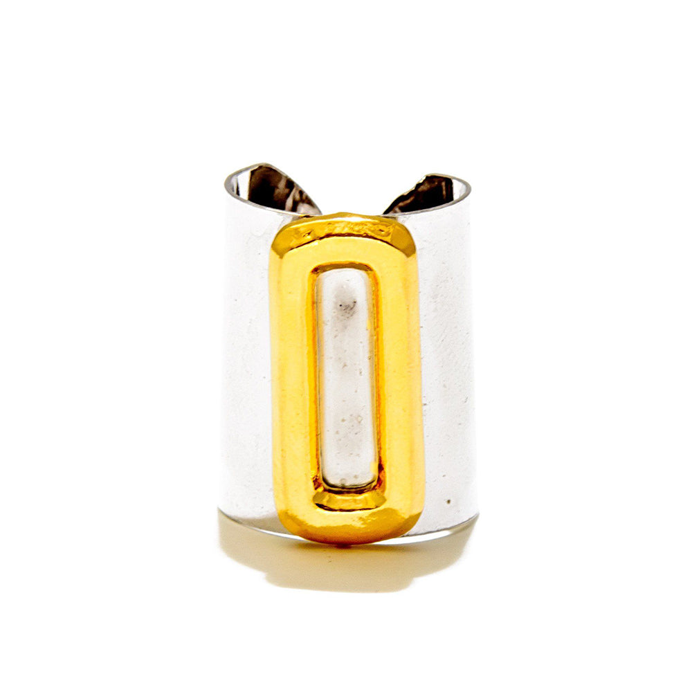 Valliyan Silver O Letter Ring