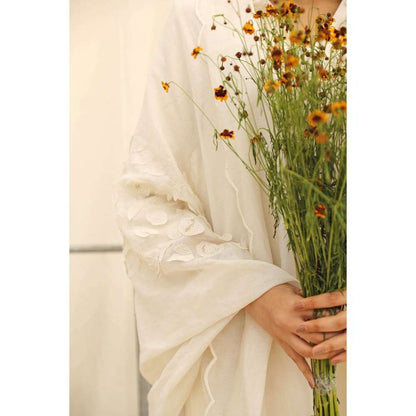 Neelu Sethi Off White Handloom Chanderi Kurta and Palazzo with Dupatta (Set of 3)