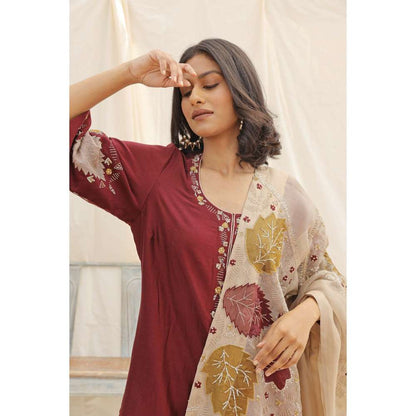 Neelu Sethi Hand Embroidered Kurta and Pant with Dupatta (Set of 3)