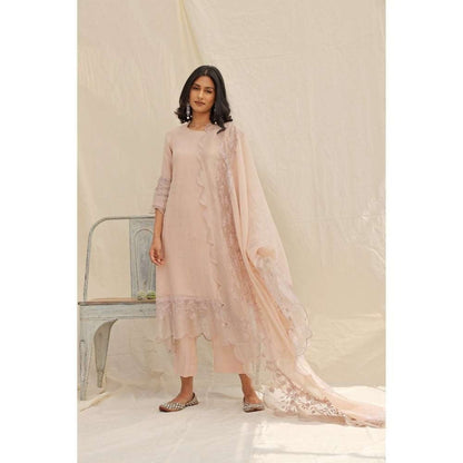 Neelu Sethi Chanderi Embroidered Kurta and Pant with Dupatta (Set of 3)