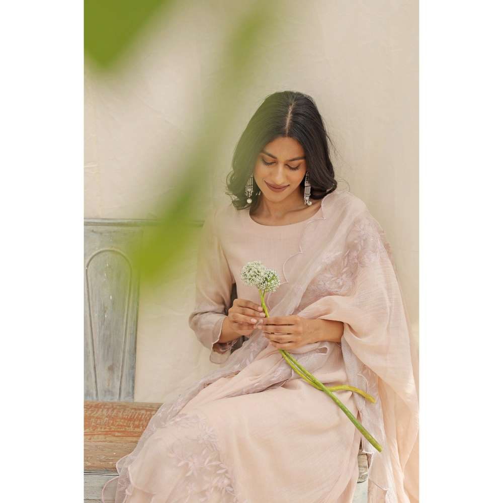 Neelu Sethi Chanderi Embroidered Kurta and Pant with Dupatta (Set of 3)