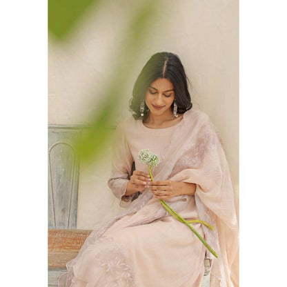 Neelu Sethi Chanderi Embroidered Kurta and Pant with Dupatta (Set of 3)