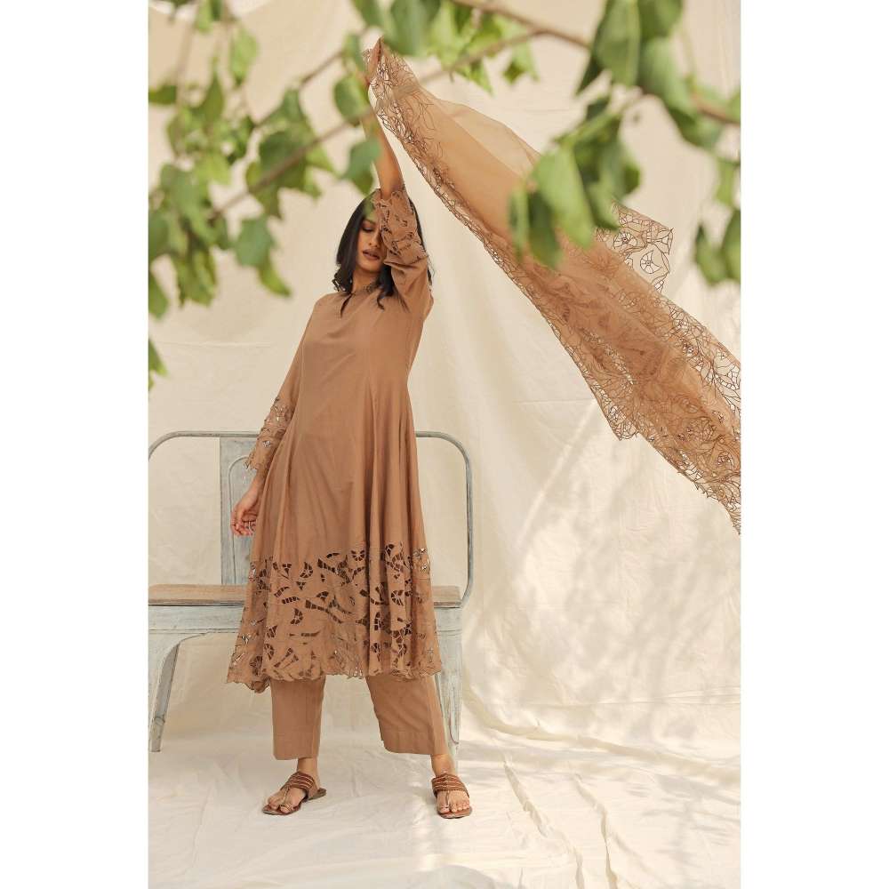 Neelu Sethi Embroidered Kurta and Pant With Organza Dupatta (Set of 3)