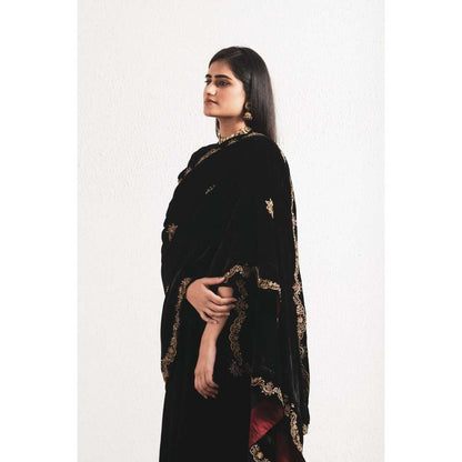 Neelu Sethi Velvet Hand Embroidered Kurta and Pant with Dupatta (Set of 3)