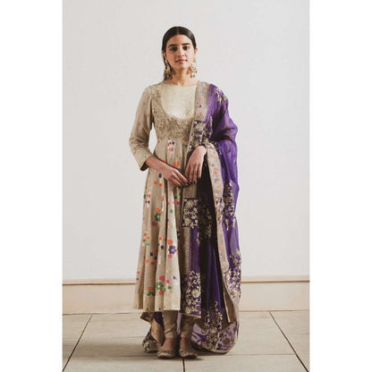 Neelu Sethi Hand Embroidered Anarkali Kurta and Churidar with Dupatta (Set of 3)