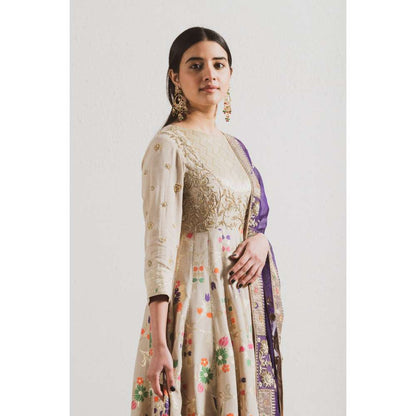 Neelu Sethi Hand Embroidered Anarkali Kurta and Churidar with Dupatta (Set of 3)