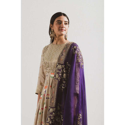 Neelu Sethi Hand Embroidered Anarkali Kurta and Churidar with Dupatta (Set of 3)