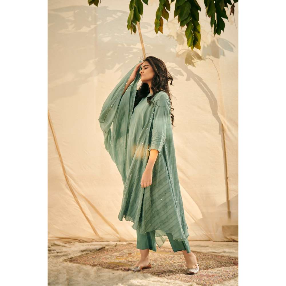 Neelu Sethi Cotton Embroidered Kurta With Pant and Dupatta (Set of 3)