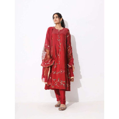 Neelu Sethi Hand Embroidery Anarkali Kurta and Churidar with Dupatta (Set of 3)