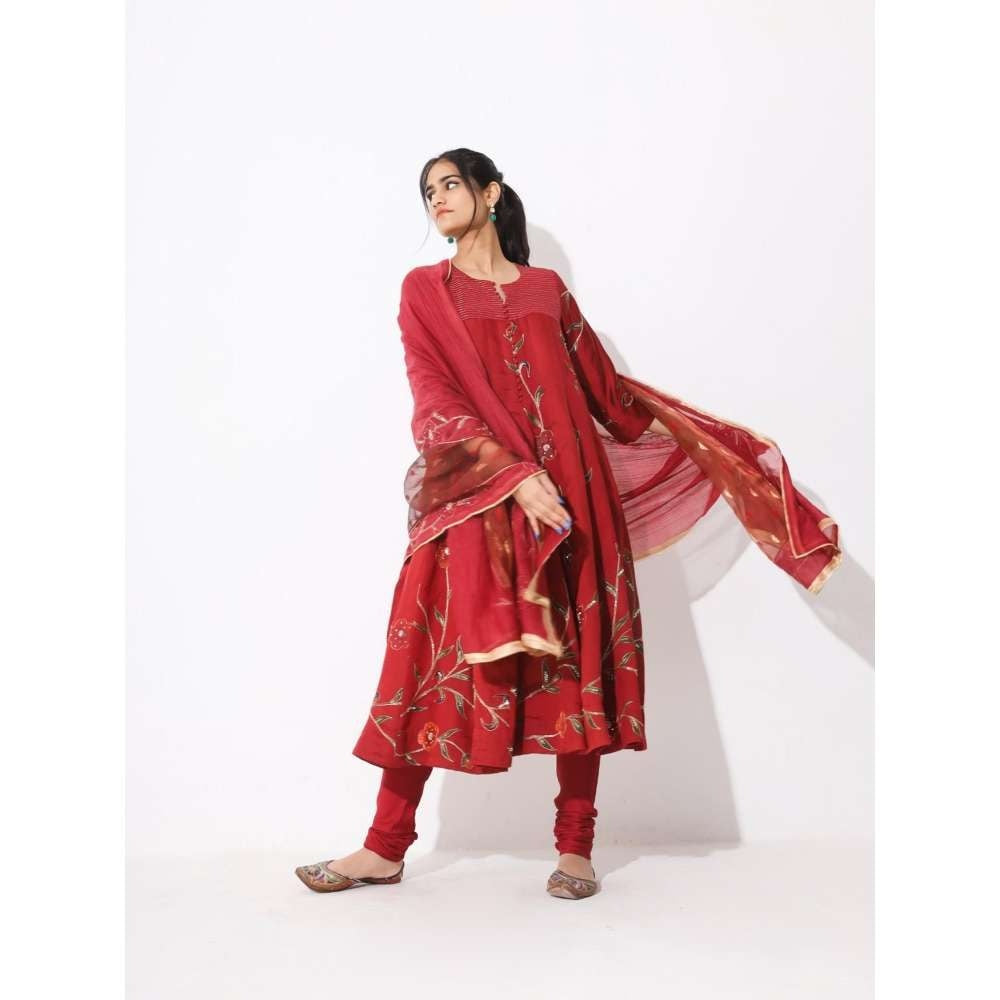 Neelu Sethi Hand Embroidery Anarkali Kurta and Churidar with Dupatta (Set of 3)