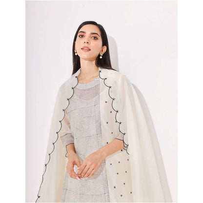 Neelu Sethi Block Printing Kurta with Machine Embroidery Pant And Dupatta (Set of 3)