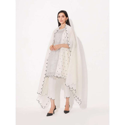 Neelu Sethi Block Printing Kurta with Machine Embroidery Pant And Dupatta (Set of 3)