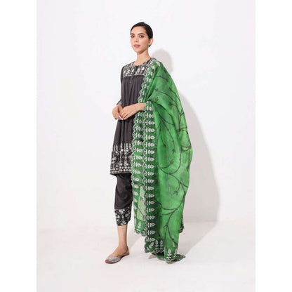 Neelu Sethi Silk Embroidered Kurta and Salwar with Organza Zari Dupatta (Set of 3)