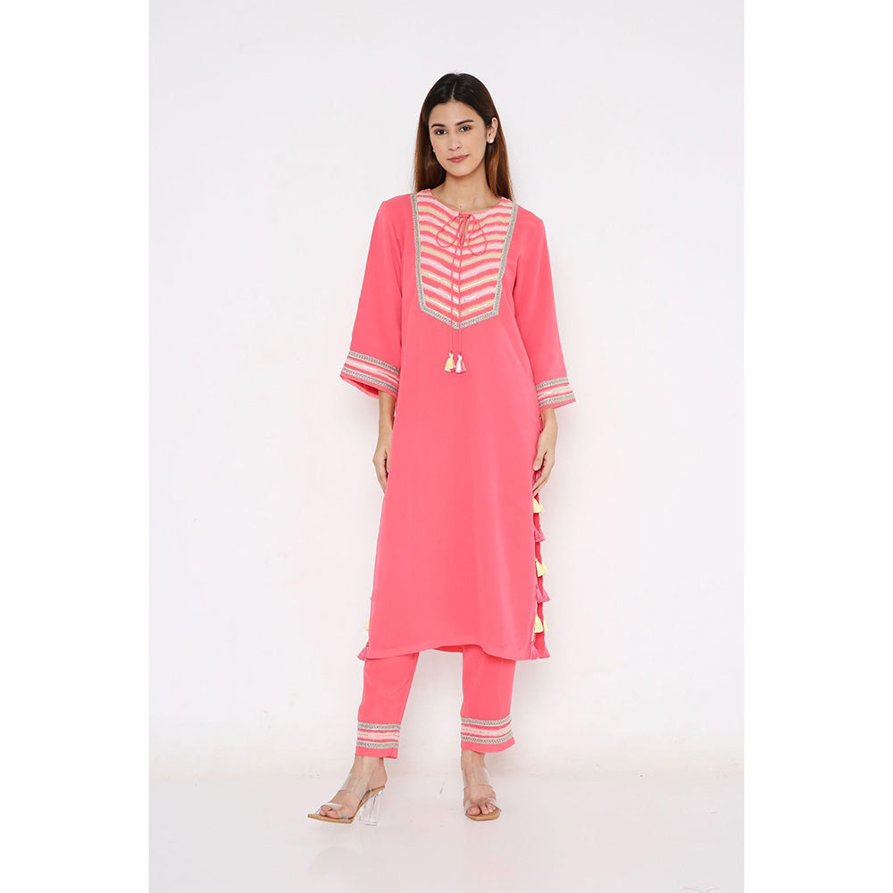 Neha Mehra Hot Pink Straight Kurta and Pant (Set of 2)