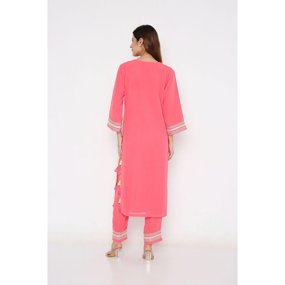 Neha Mehra Hot Pink Straight Kurta and Pant (Set of 2)