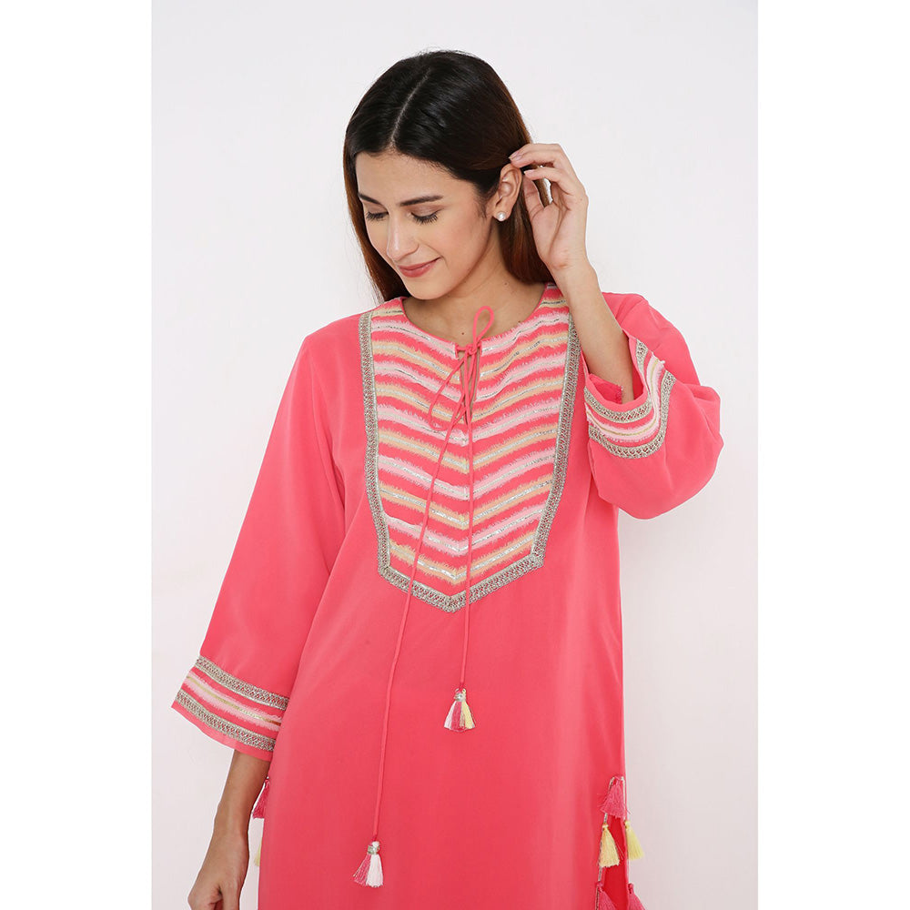 Neha Mehra Hot Pink Straight Kurta and Pant (Set of 2)