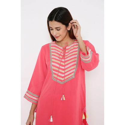 Neha Mehra Hot Pink Straight Kurta and Pant (Set of 2)