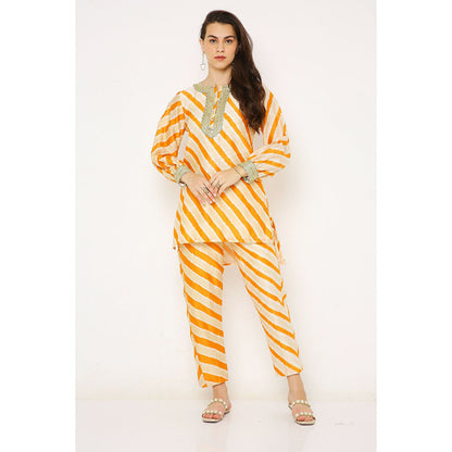 Neha Mehra Rust Orange Leheriya Chanderi Co-Ord (Set of 2)