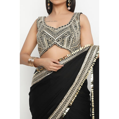 Neha Mehra Black Embroidered Stitched Blouse