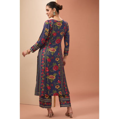 Neha Khullar Blue Printed Kurta with Pant and Dupatta (Set of 3)