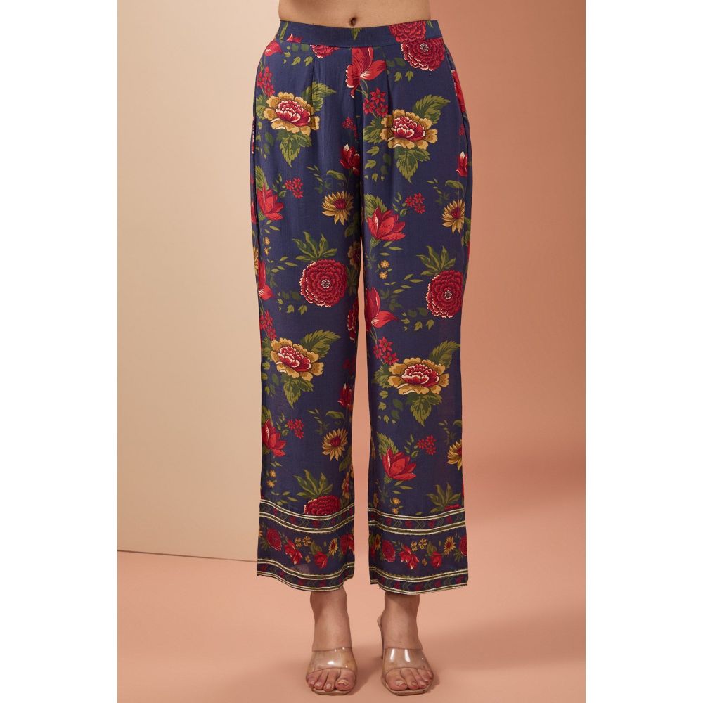 Neha Khullar Blue Printed Kurta with Pant and Dupatta (Set of 3)