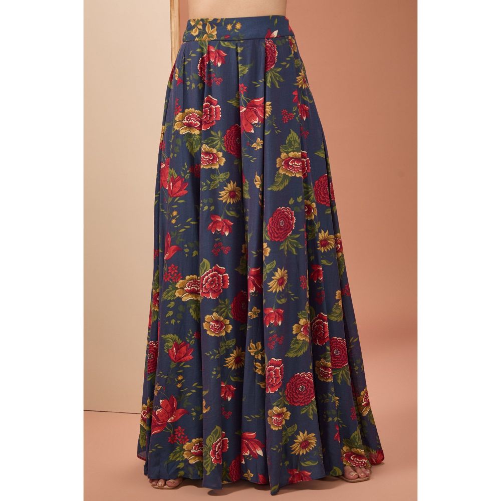 Neha Khullar Blue Printed Sharara with Kurta and Dupatta (Set of 3)