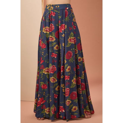 Neha Khullar Blue Printed Sharara with Kurta and Dupatta (Set of 3)