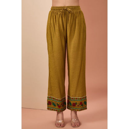 Neha Khullar Mustard Printed Anarkali Kurta with Dupatta and Pant (Set of 3)