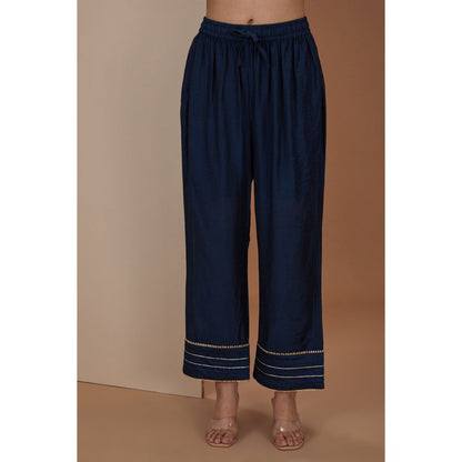 Neha Khullar Blue Short Kurta With Gota Embroidery Pant and Dupatta (Set of 3)