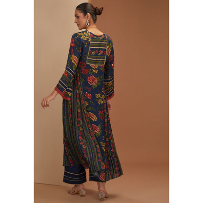 Neha Khullar Blue Kurta With Gota Embroidery Palazzo and Dupatta (Set of 3)