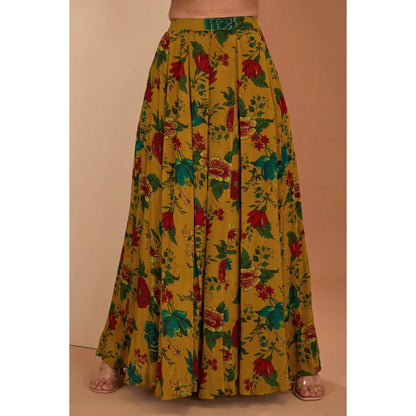 Neha Khullar Mustard Printed Sharara With Gota Embroidery with Kurta and Dupatta (Set of 3)