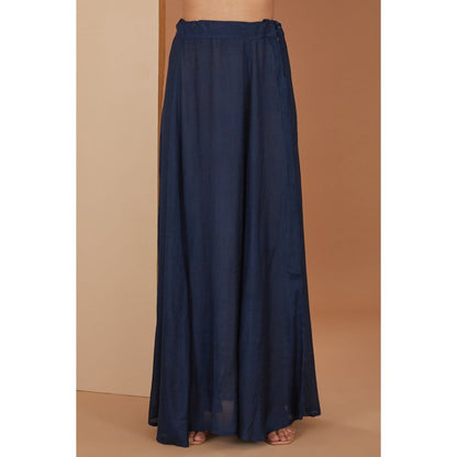 Neha Khullar Blue Printed Saree with Petticoat and Stitched Blouse