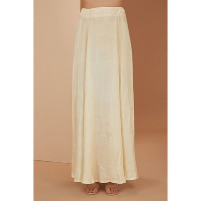 Neha Khullar Ivory Printed Saree with Petticoat and Stitched Blouse