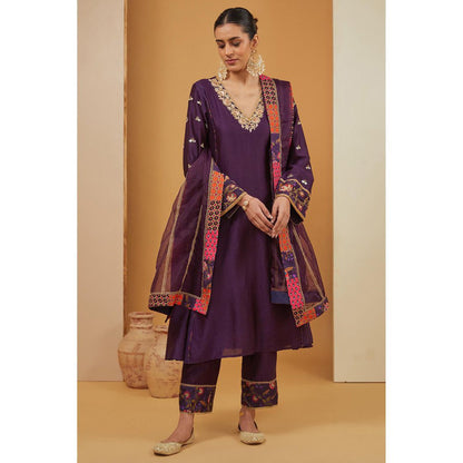 Neha Khullar Purple Kurta with Pant and Dupatta (Set of 3)