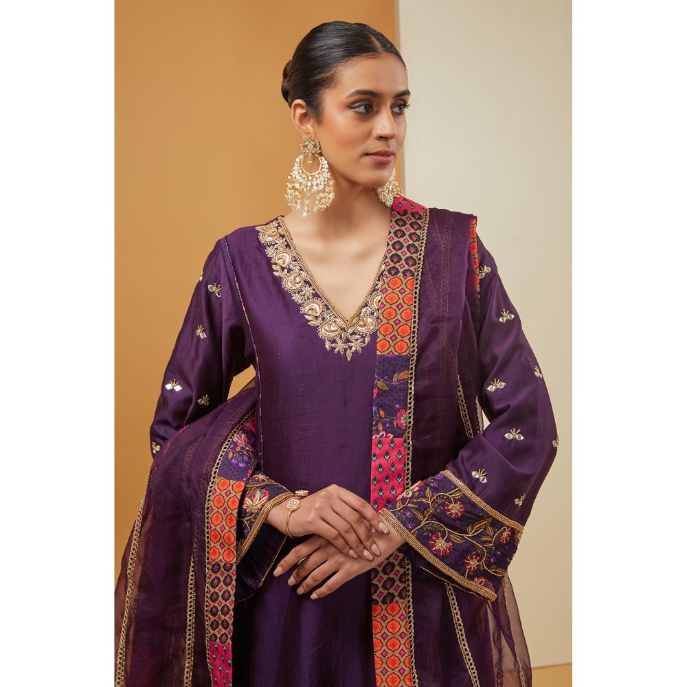 Neha Khullar Purple Kurta with Pant and Dupatta (Set of 3)