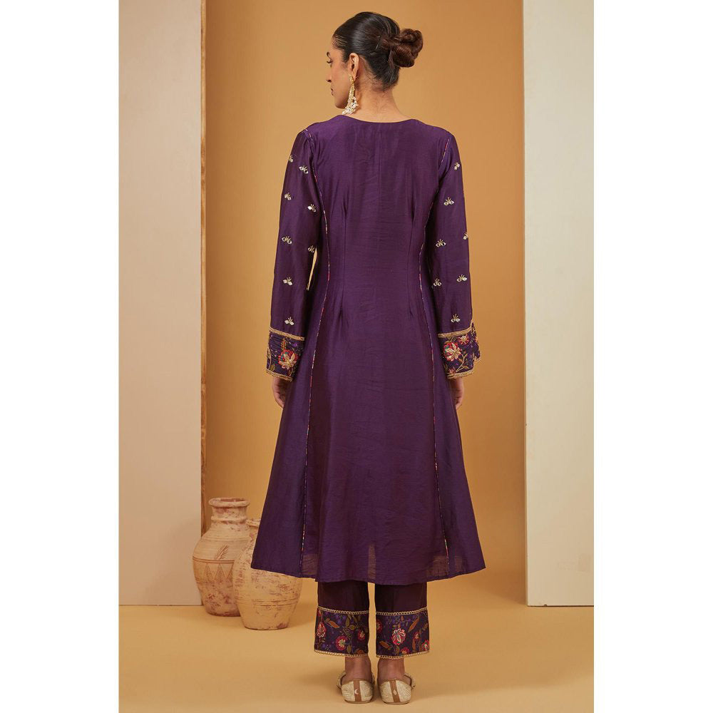 Neha Khullar Purple Kurta with Pant and Dupatta (Set of 3)