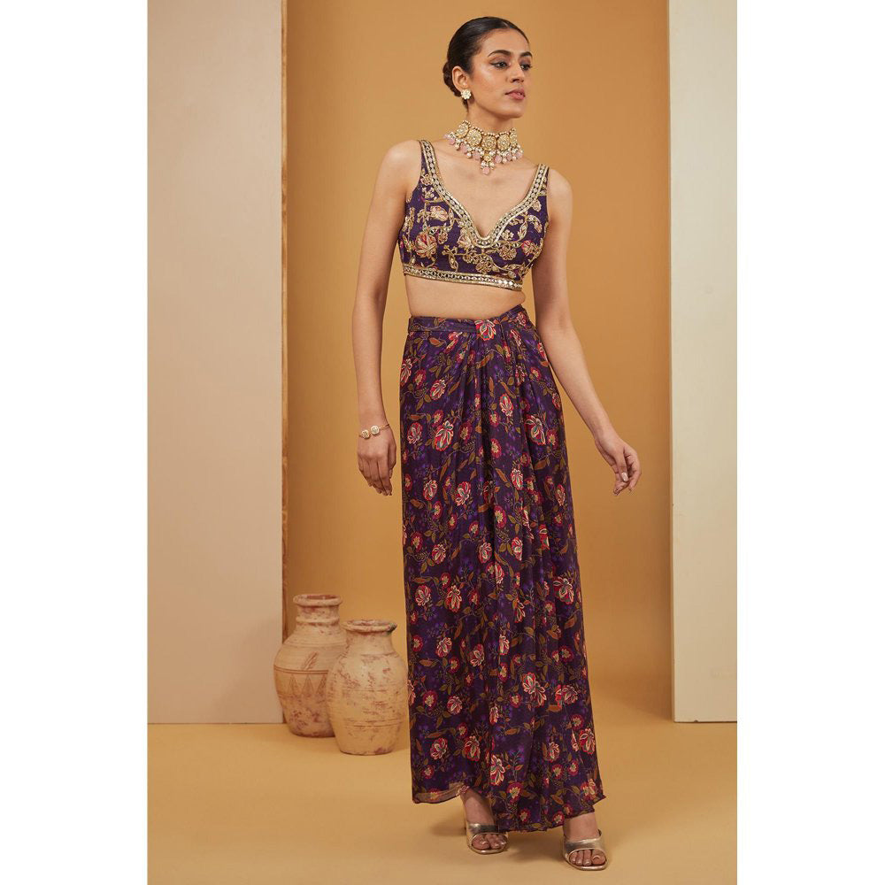 Neha Khullar Purple Cape with Skirt and Blouse (Set of 3)