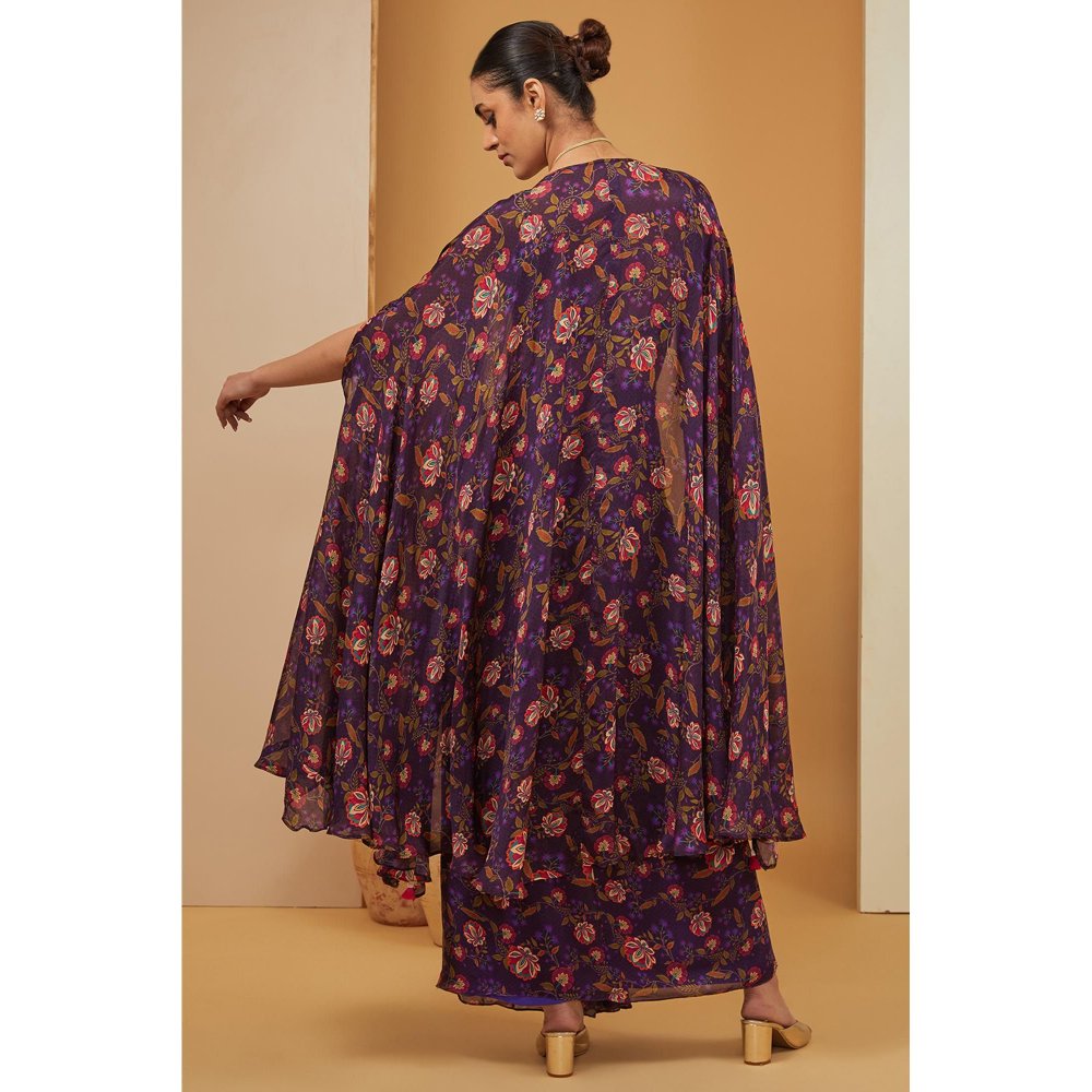 Neha Khullar Purple Cape with Skirt and Blouse (Set of 3)